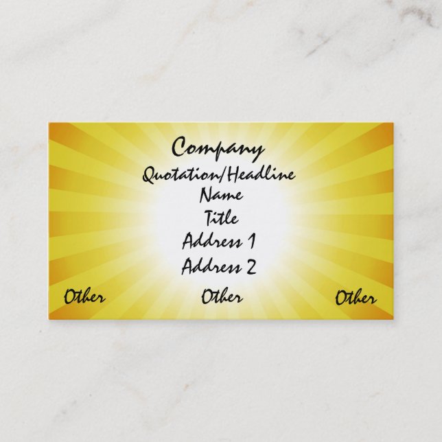 La sol irradia tarjetas de visita (Anverso)