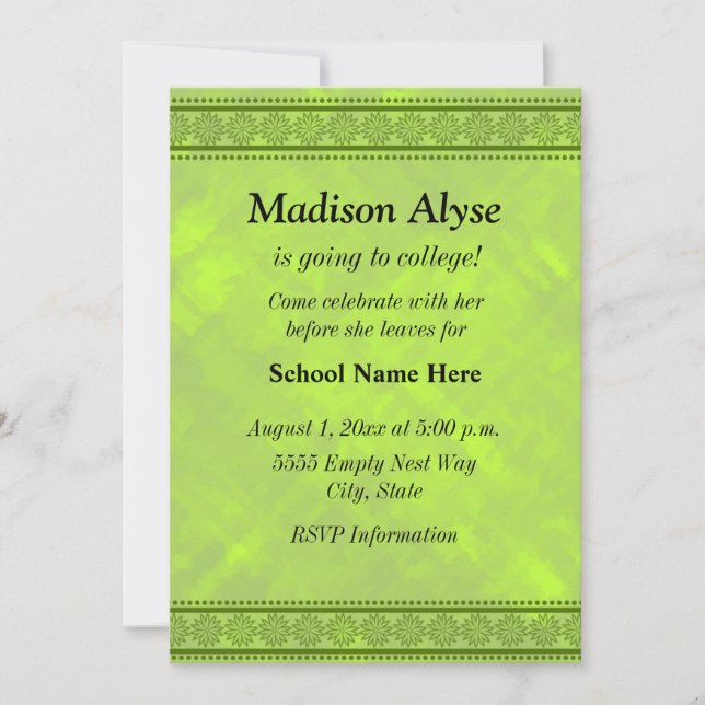 La sombra del diseño floral verde de la invitación (Anverso)