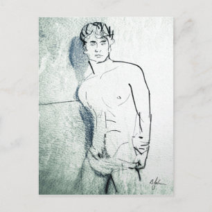 La sombra en la tarjeta postal de la pared