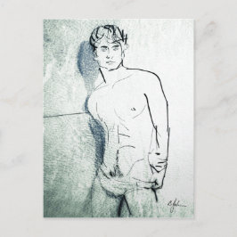 La sombra en la tarjeta postal de la pared