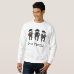 La sudadera judía sea un Mensch<br><div class="desc">¡Los suéteres judíos de Chassidic muestran que es un gran mitzvah ser feliz! Muestra bailando Chassidim y me recuerda a los furgones de Breslov en Jerusalén donde pararían al azar la camioneta, saldrían y tocarían música, y el chassidim bailaría alrededor de la camioneta.</div>