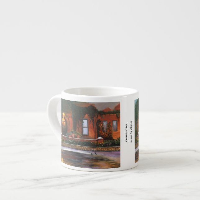 La "tarde florece" la taza del café express (Izquierda)