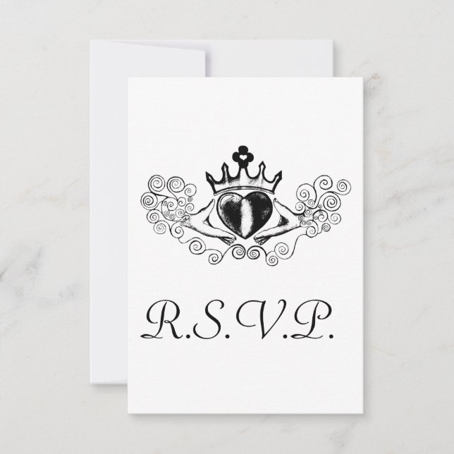 La tarjeta Claddagh R.S.V.P (negro) (Anverso)