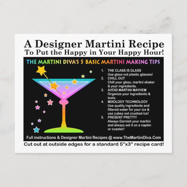 La tarjeta de 5 consejos básicos de Martini Diva (Anverso)