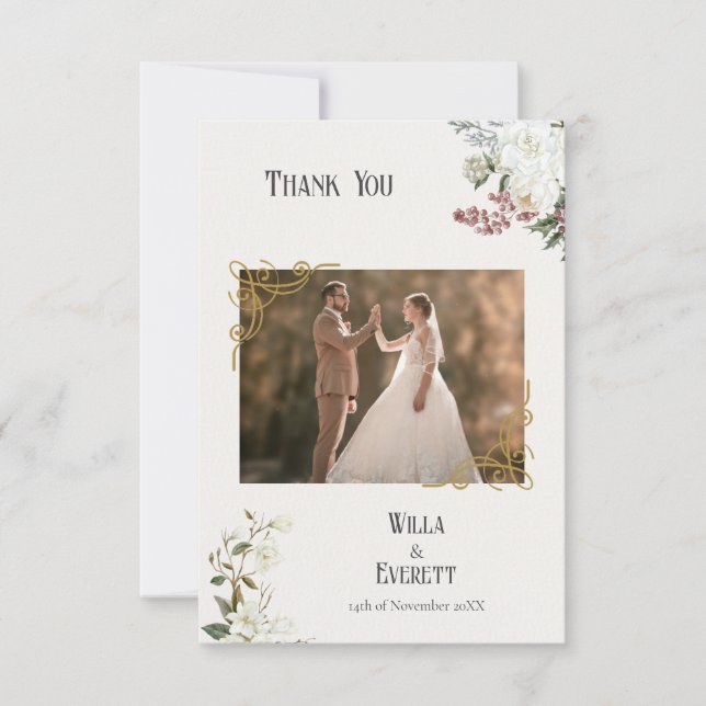 La tarjeta de agradecimiento de la Boda de Jardín  (Anverso)