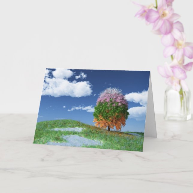 La tarjeta de árbol de temporada (Orquídea)