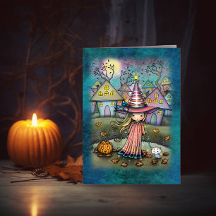 La tarjeta de arte de Halloween del barrio Pastel