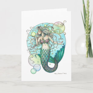 La tarjeta de arte en blanco de la sirena de la bu