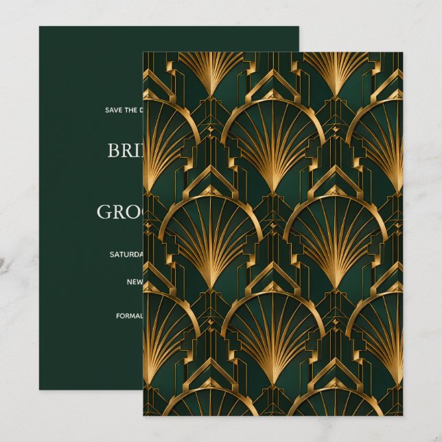 La tarjeta de aviso de la boda de Gatsby (Anverso / Reverso)