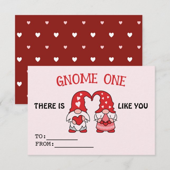 La tarjeta de clase Gnome Cute de San Valentín de  (Anverso / Reverso)