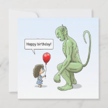 La tarjeta de cumpleaños de la niña y el duende