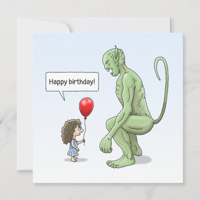 La tarjeta de cumpleaños de la niña y el duende (Anverso)