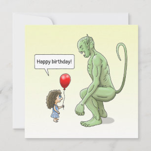 La tarjeta de cumpleaños de la niña y el duende