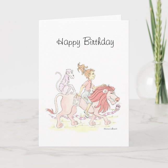 La tarjeta de cumpleaños del león rosado (Anverso)