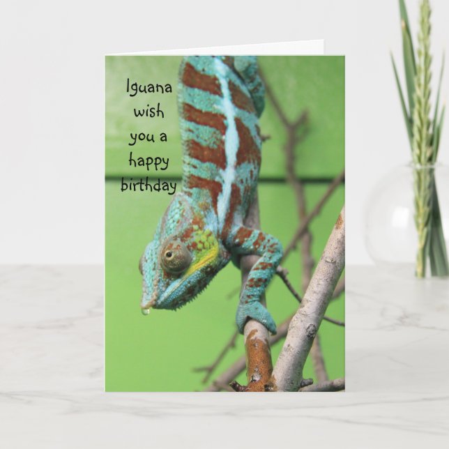 La tarjeta de cumpleaños divertida de la iguana, (Anverso)
