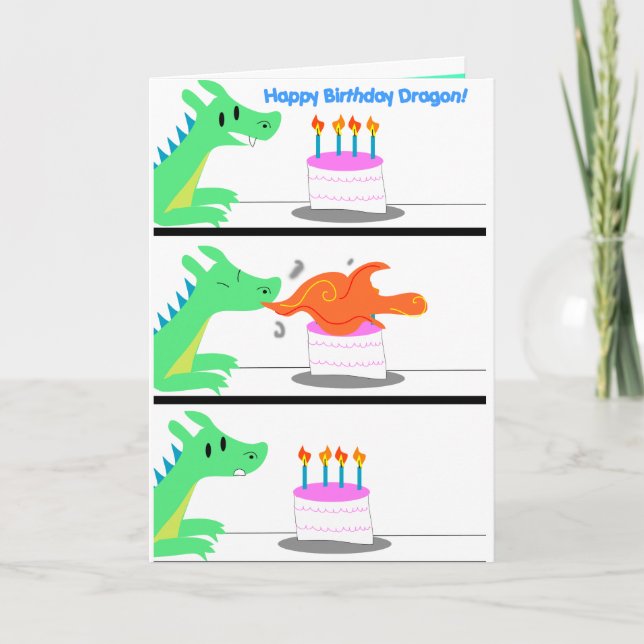 La tarjeta de cumpleaños Dragon ¡Graciosa! (Anverso)