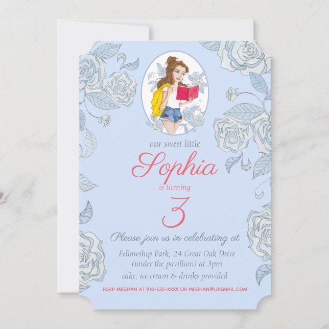 La tarjeta de cumpleaños invita, princesa Belle (Anverso)