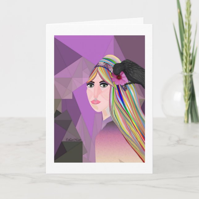 La tarjeta de diseño creativo de Lady's Got Crow L (Anverso)