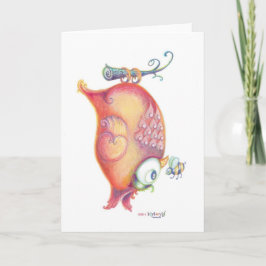 La tarjeta de felicitación anaranjada del búho con