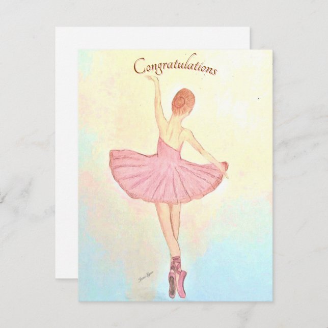 La tarjeta de felicitación Ballerina Painting Pers (Anverso / Reverso)
