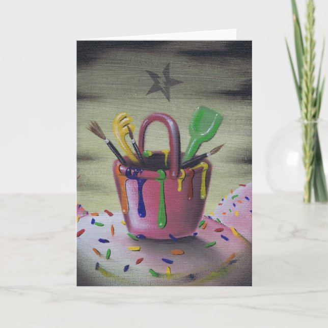 la tarjeta de felicitación de la caja de arena (Anverso)