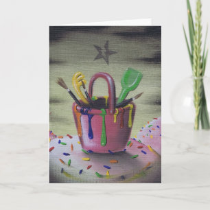 la tarjeta de felicitación de la caja de arena