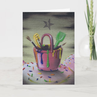 la tarjeta de felicitación de la caja de arena
