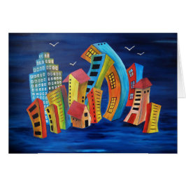 La tarjeta de felicitación de la ciudad flotante