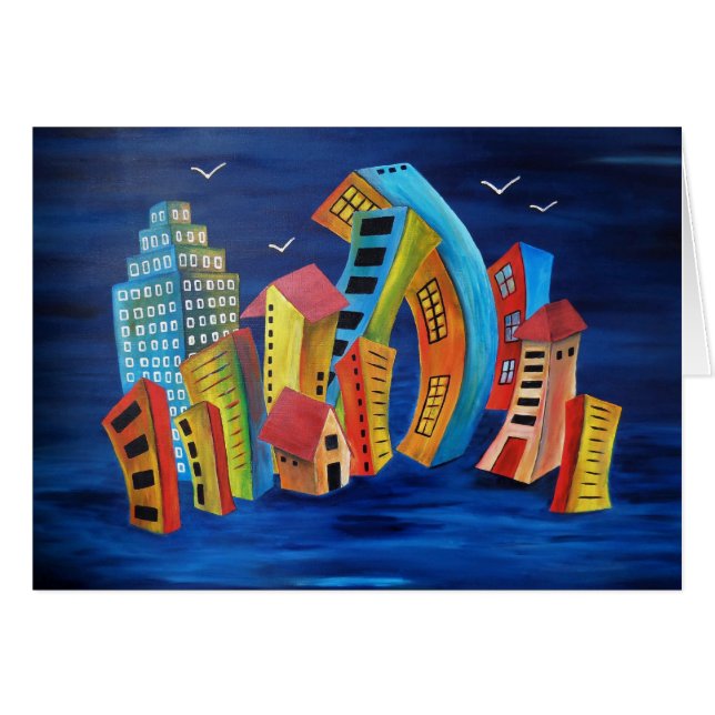 La tarjeta de felicitación de la ciudad flotante (Anverso (Horizontal))