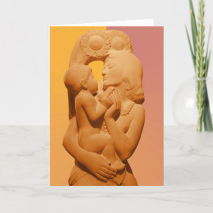 La tarjeta de felicitación de la madre y del niño