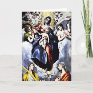 La tarjeta de felicitación de la Virgen y del niño