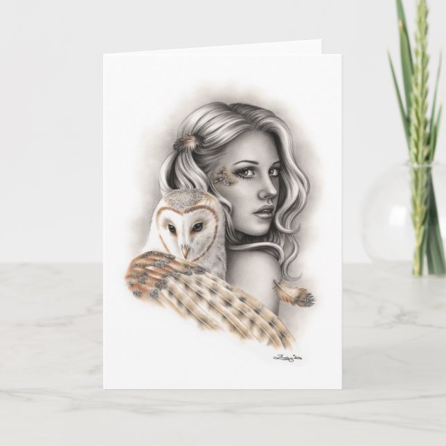 La tarjeta de felicitación del Chica de búhos (Anverso)