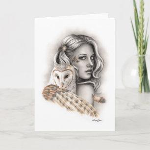 La tarjeta de felicitación del Chica de búhos