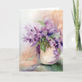 La tarjeta de felicitación del tarro de la lavanda