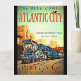La tarjeta de felicitación grande del tren azul