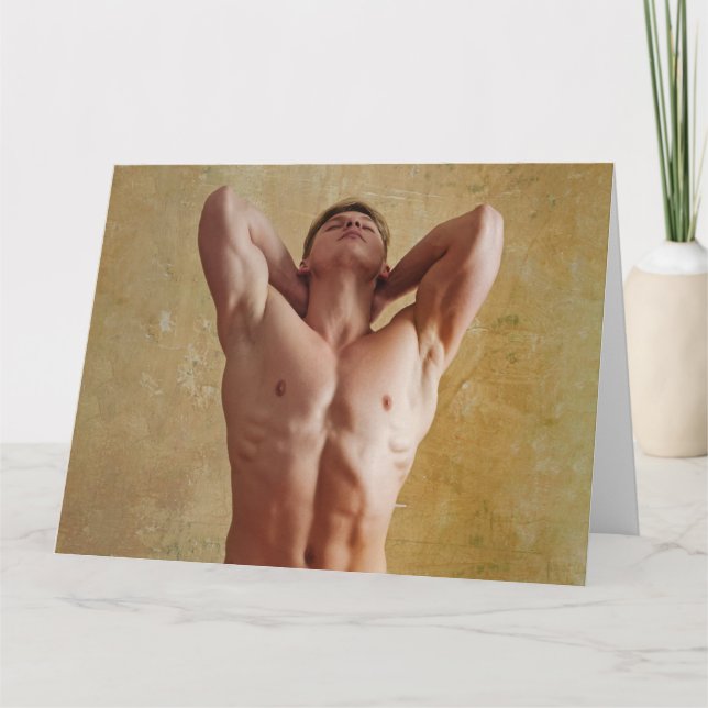 La tarjeta de felicitaciones de Stretch Hot Guy (Anverso)
