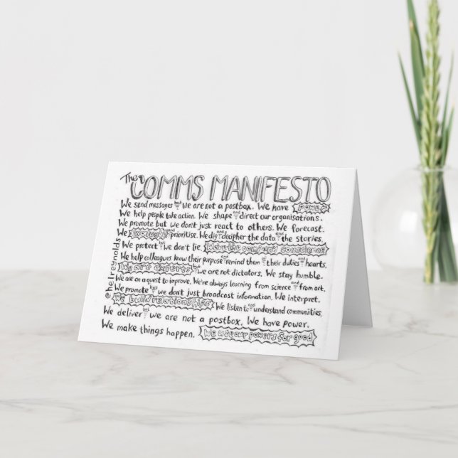 La tarjeta de felicitaciones del manifiesto de (Anverso)
