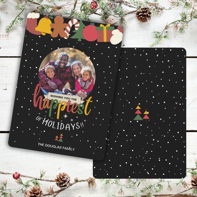 La tarjeta de fotos navideña más feliz de las vaca (Have the happiest of holidays giving this fun and festive Christmas photo card. )