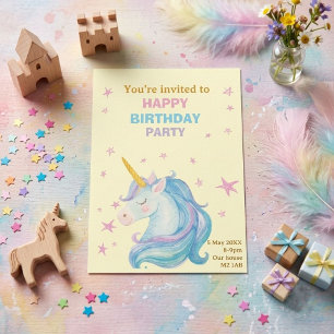 La tarjeta de invitación de cumpleaños del unicorn