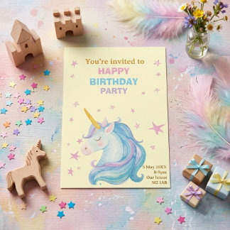 La tarjeta de invitación de cumpleaños del unicorn