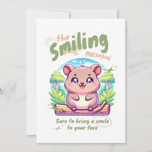 La tarjeta de invitación del marsupial sonriente a (Anverso)