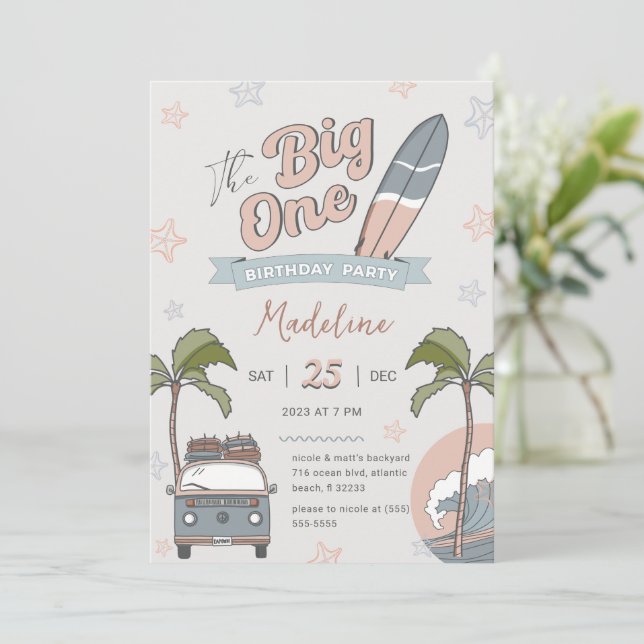 La tarjeta de invitación para el primer cumpleaños (Anverso de pie)