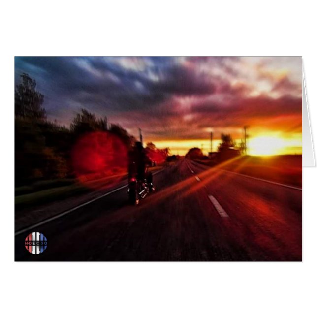 La tarjeta de la puesta del sol de la motocicleta (Anverso (Horizontal))
