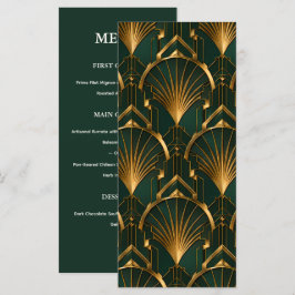 La tarjeta de menú de boda Art Deco de Gatsby