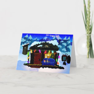 La tarjeta de Navidad de la cabaña de la chabola