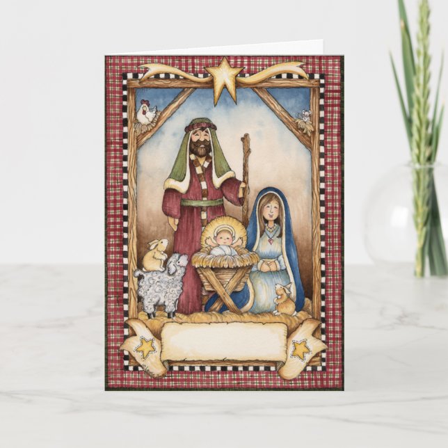 La tarjeta de Navidad de la natividad (Anverso)
