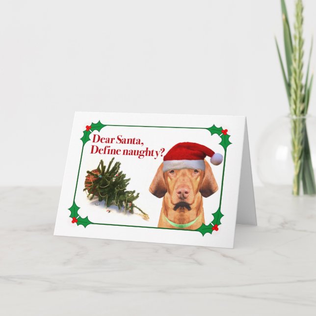 La tarjeta de Navidad del Vizsla travieso (Anverso)