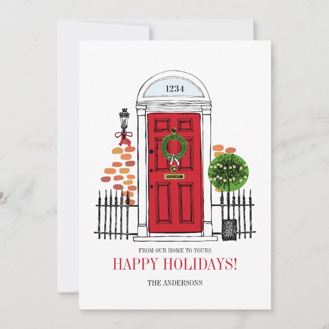 La tarjeta de Navidades de vacaciones rojas (Anverso)