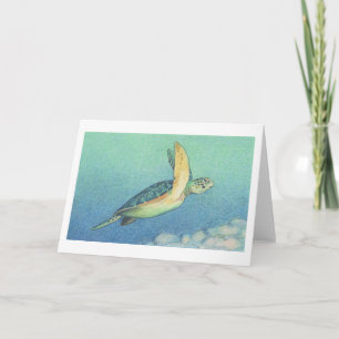 La tarjeta de nota de la tortuga de mar verde