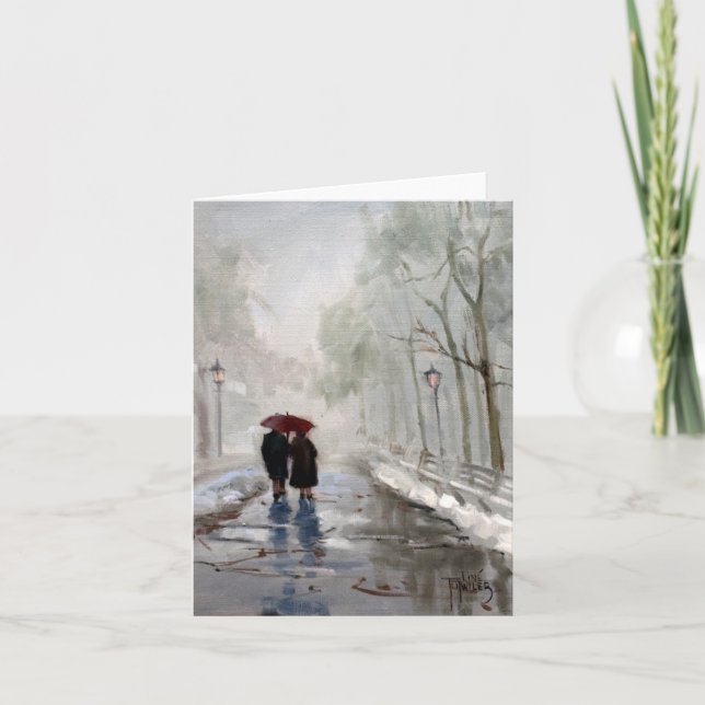 La tarjeta de nota roja del paraguas (Anverso)